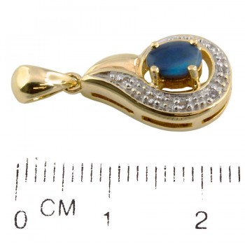 9ct gold Opal / Cubic Zirconia Pendant